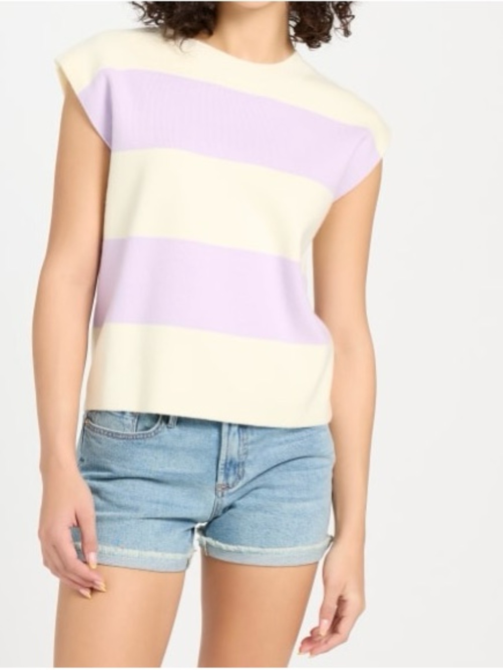 Able Cream and Lilac Color Block Top